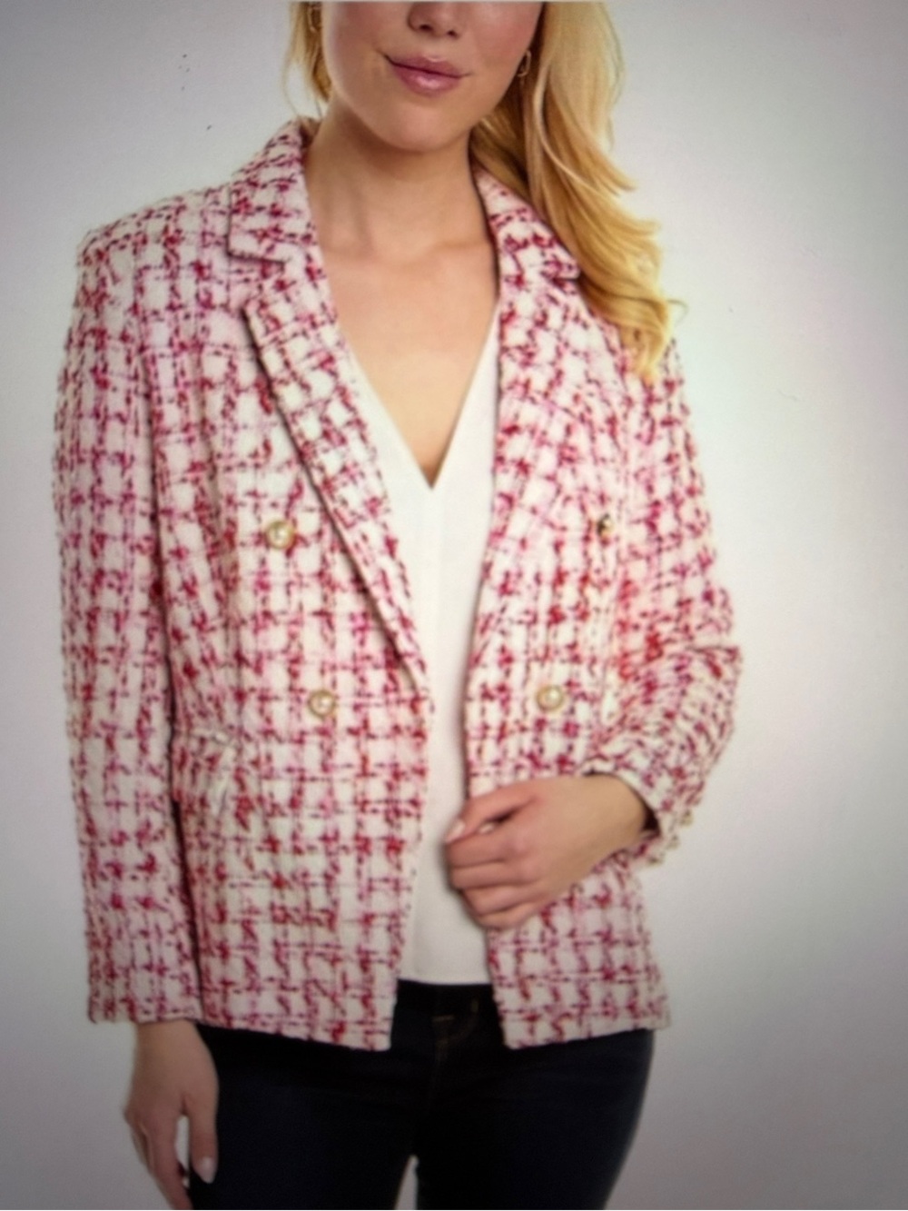 NWT Nanette Lepore Dalston Bouche Pink Tweed Blazer Sz 12